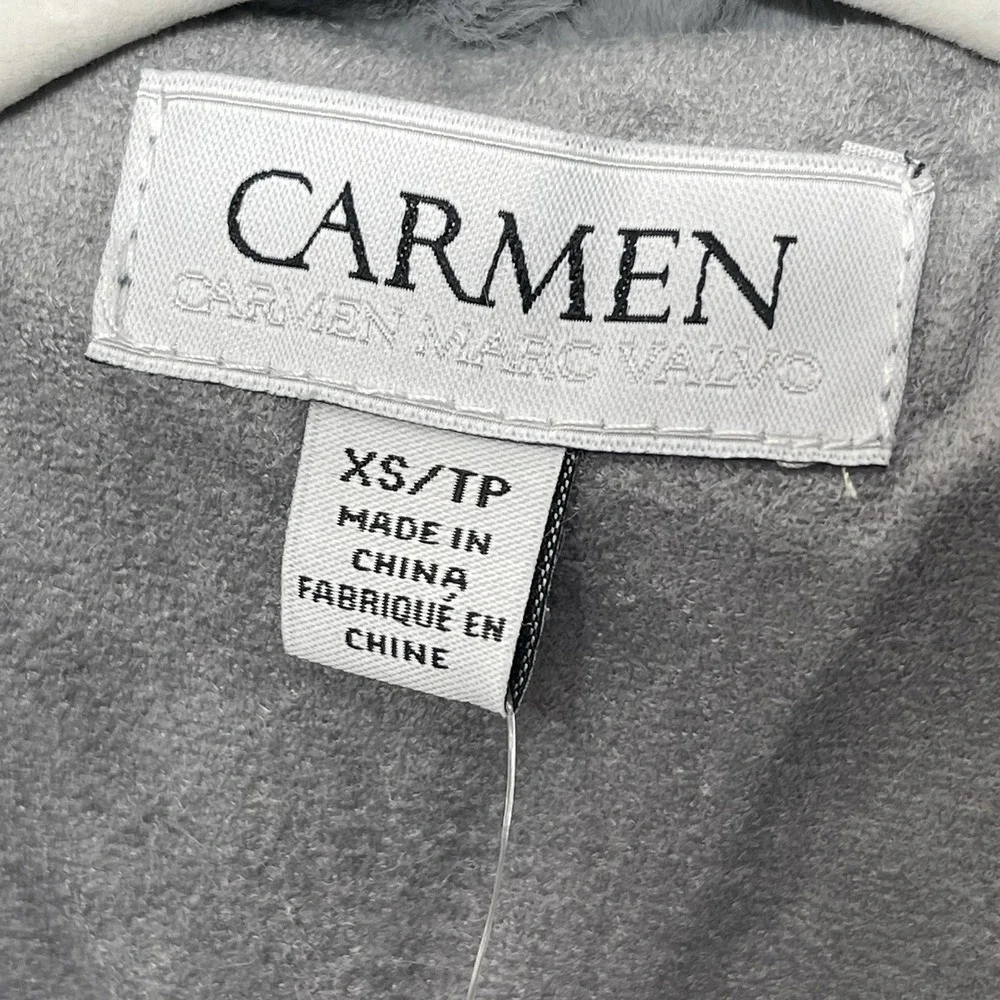 Carmen Marc Valvo Women's XS New Gray Full Zip Faux Fur Quilted‎ Lined Cozy Vest